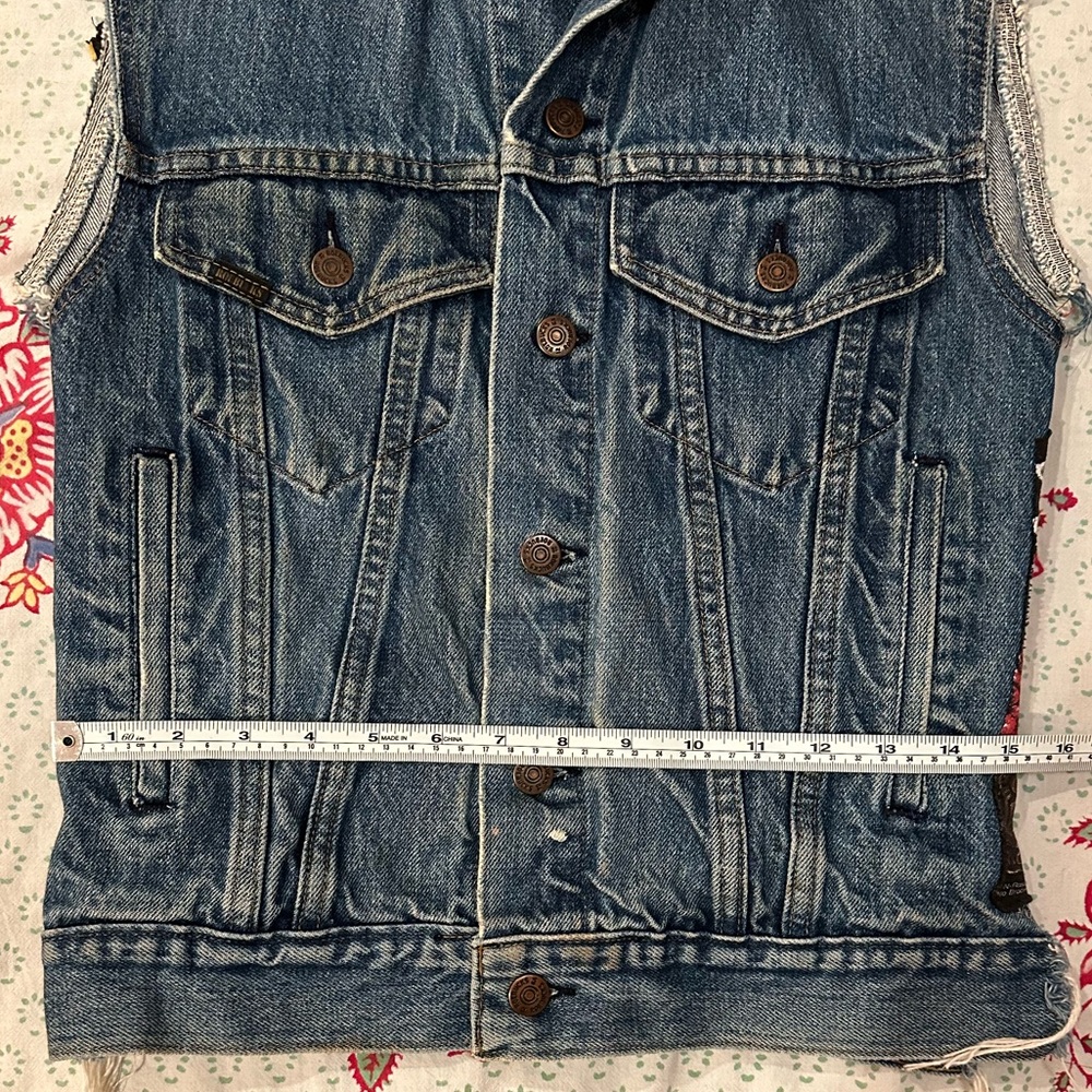 Custom 1994 Guns N' Roses Stacked Skulls denim vest sz S *VINTAGE ONE OF A KIND* - Picture 11 of 12